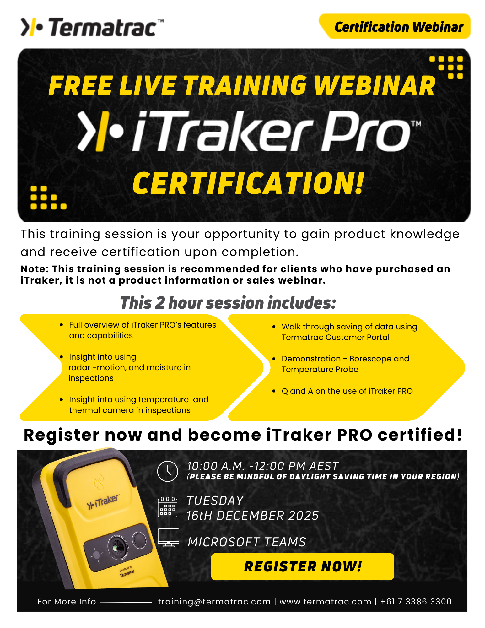Termatrac Certification Live Webinar 16th December 2025